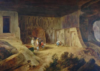 Interior de la cueva Kanaree en Salsette, 1827